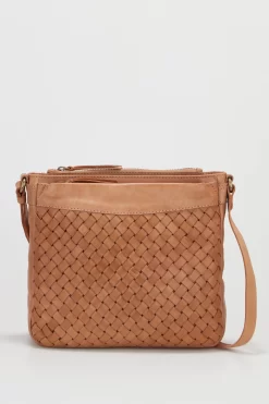 Palma Leather Weave Crossbody Bag