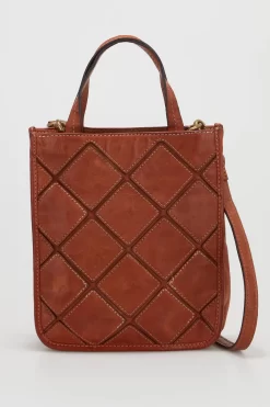 Check Leather Stitch Mini Grab Bag